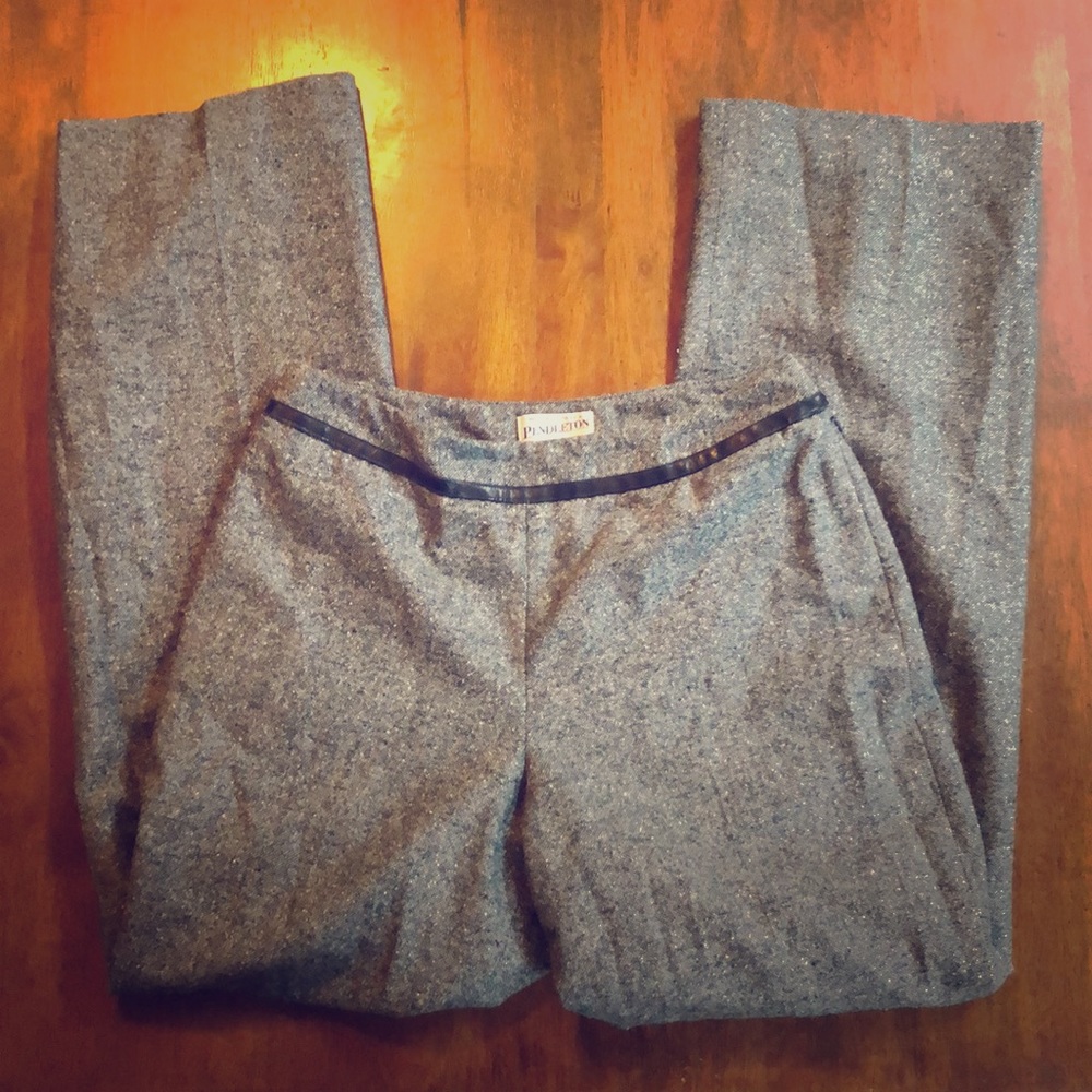 Pendleton wool/silk &leather trim wide leg trouser
